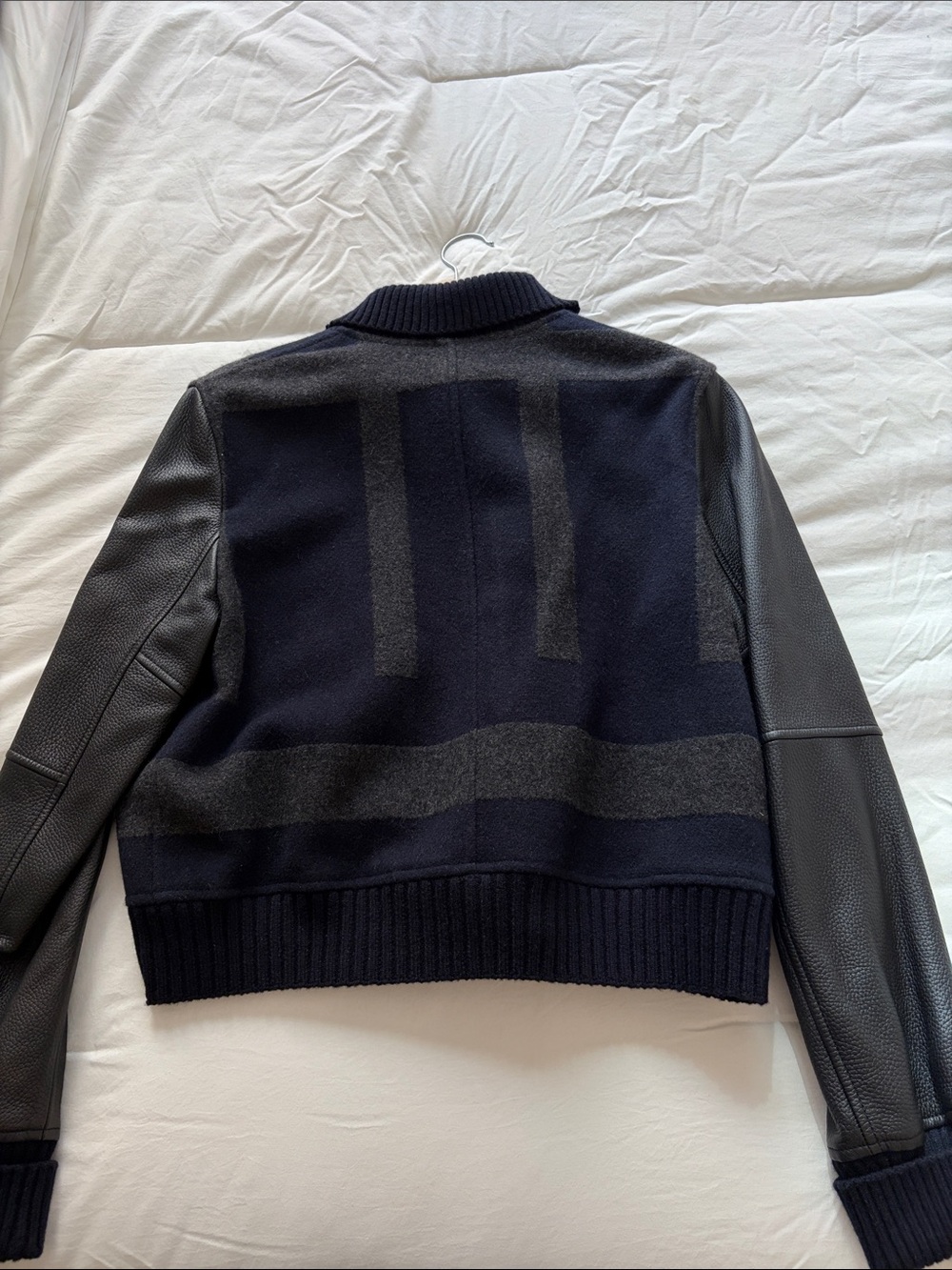 Hermès Navy and Black leathers and cashmere Bomber Jacket - Picture 9 of 9